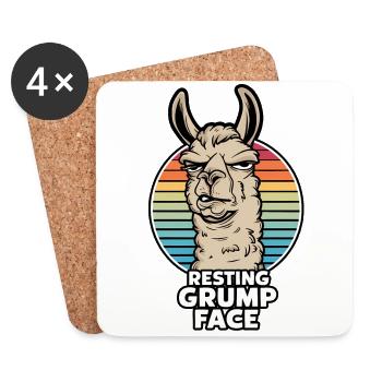 Repos Visage Lama Drôle Arc-en-ciel Rétro - Dessous de verre (lot de 4) - blanc - Devant
