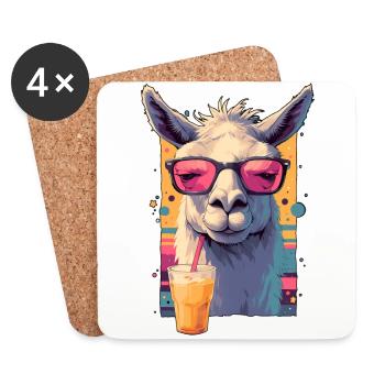 Cooles Lama Ruhendes Rumpfgesicht Lustiges Retro-Design - Untersetzer (4er-Set) - Weiß - Vorne
