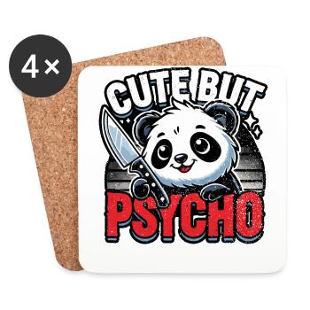 Cute But Psycho Panda Adorable Kawaii Animal - Coasters (set of 4) - white - Front