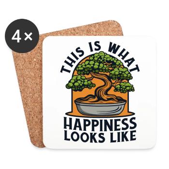 This Is What Happiness Looks Like Penjing Bonsai - Coasters (set of 4) - white - Front