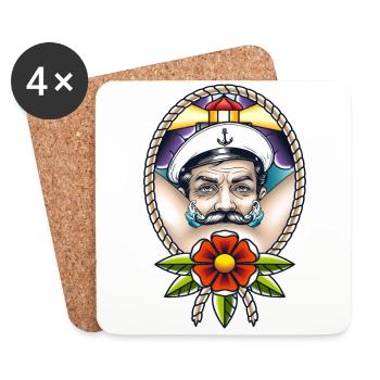Sailor Barber Moustache Sailor Moustache - Dessous de verre (lot de 4) - blanc - Devant