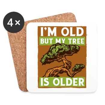 I'm Old But My Tree Is Older Penjing Indoor - Coasters (set of 4) - white - Front