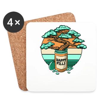 Joyeuses pilules Penjing Bonsaï Pots Bonsaï d’intérieur - Dessous de verre (lot de 4) - blanc - Devant