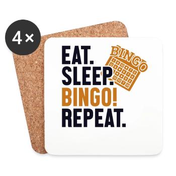 Eat Sleep Bingo Repeat Caller Daubers - Coasters (set of 4) - white - Front