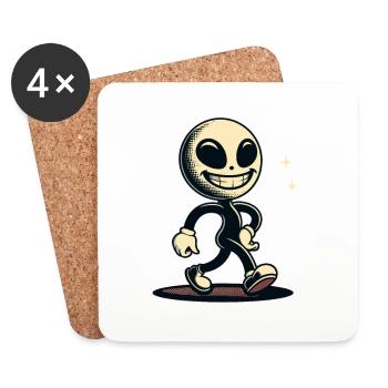 Rétro Vintage Alien Halloween Costume Décoration - Dessous de verre (lot de 4) - blanc - Devant