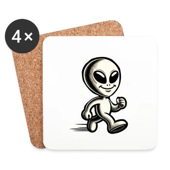 Rétro Vintage Alien Halloween Costume Décoration - Dessous de verre (lot de 4) - blanc - Devant
