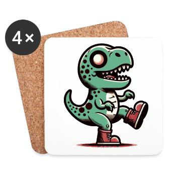 T-Rex Dinosaurier Niedlicher Zombie Halloween - Untersetzer (4er-Set) - Weiß - Vorne