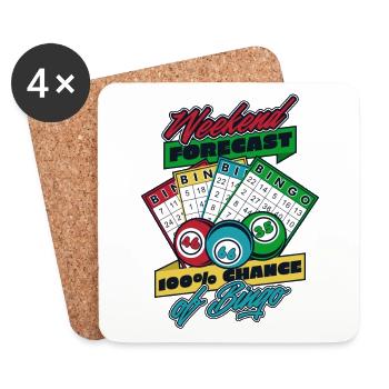 Wochenendvorhersage: 100% Chance auf Bingo-Flecken - Untersetzer (4er-Set) - Weiß - Vorne