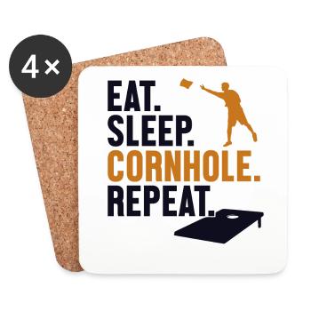 Manger dormir cornhole répéter sacs de haricots Plateaux de jeu - Dessous de verre (lot de 4) - blanc - Devant