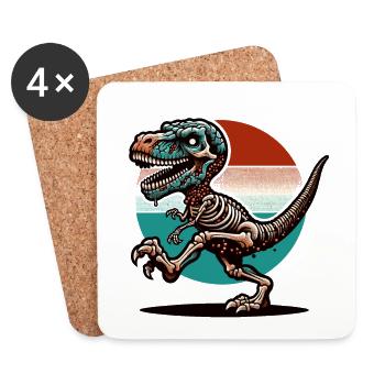 TRex Dinosaur Zombie Halloween Costume Decoration - Coasters (set of 4) - white - Front