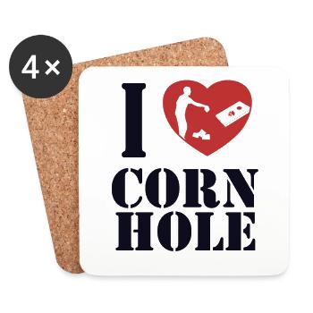 J’adore Cornhole Bean Bag Game Boards Professional - Dessous de verre (lot de 4) - blanc - Devant