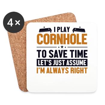 Cornhole Player Let's Assume I'm Right Boards - Coasters (set of 4) - white - Front