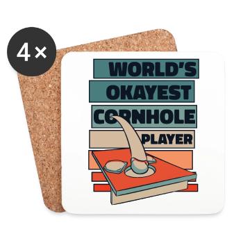 World’s Okayest Cornhole Player Plateaux de jeu - Dessous de verre (lot de 4) - blanc - Devant