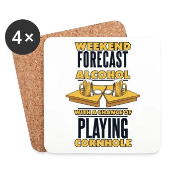Alcool avec chance de jouer au jeu de cornhole - Dessous de verre (lot de 4) - blanc - Devant