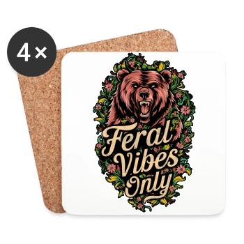 Feral Vibes Only Bear Wild Nature Floral - Coasters (set of 4) - white - Front