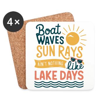 Vagues de bateaux, rayons de soleil, journées en mer, été, - Dessous de verre (lot de 4) - blanc - Devant