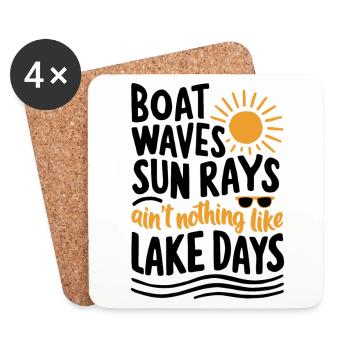 Boot Wellen Sonnenstrahlen Seetage, Sommer, Urlaub - Untersetzer (4er-Set) - Weiß - Vorne