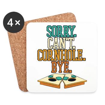 Sorry Can’t Cornhole Bye Bean Bag Plateaux de jeu - Dessous de verre (lot de 4) - blanc - Devant