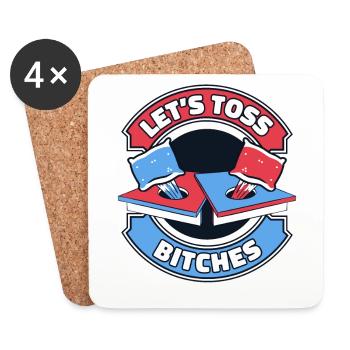Let’s Toss Bitches Boards Bean Bag Game Cornhole - Dessous de verre (lot de 4) - blanc - Devant