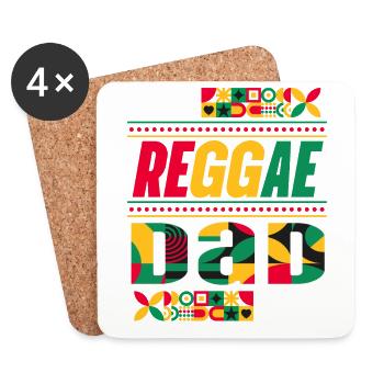 Rastafari Papa Musique Fête des pères Rasta Jamaïque Reggae - Dessous de verre (lot de 4) - blanc - Devant