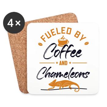 Alimenté par le café et les caméléons Panther voilé - Dessous de verre (lot de 4) - blanc - Devant