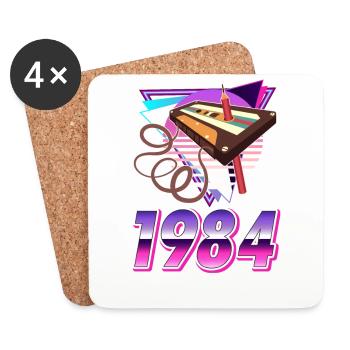 Retro 80s Mottotparty 1984 Vintage Kassette - Untersetzer (4er-Set) - Weiß - Vorne