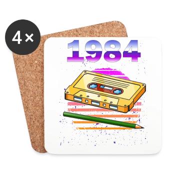 80er Jahre Retro Kostüm Outfit Mottoparty Geschenk - Untersetzer (4er-Set) - Weiß - Vorne