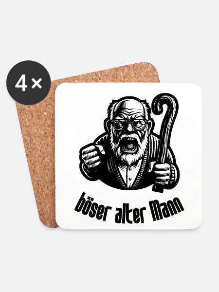 Böser Alter Mann Lustiger Opa Spruch Großvater - Untersetzer (4er-Set) - Weiß