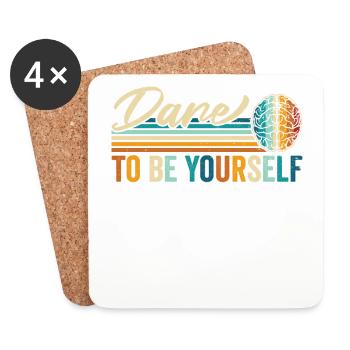 Vintage "Dare To Be Yourself" Mutig Einzigartig - Untersetzer (4er-Set) - Weiß - Vorne