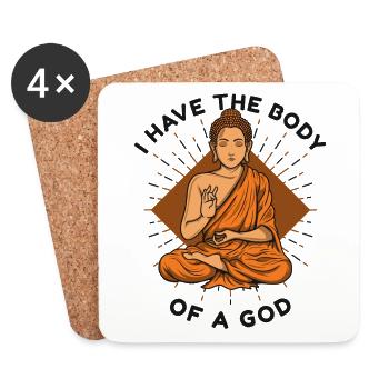 J’ai le corps d’une statue de symbole bouddhiste de Dieu - Dessous de verre (lot de 4) - blanc - Devant