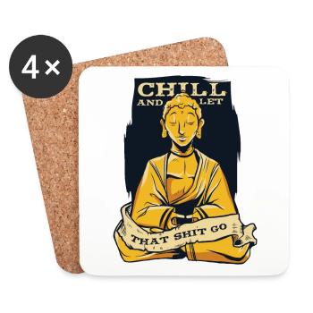 Chill And Let That Shit Go Symbole De La Statue Bouddhiste - Dessous de verre (lot de 4) - blanc - Devant