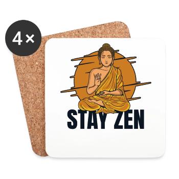 Stay Zen Buddhist Statue Symbol Priester Buddhismus - Untersetzer (4er-Set) - Weiß - Vorne