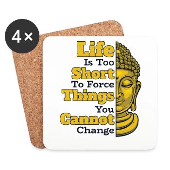 Life Is Too Short To Force Things Buddhist Statue - Coasters (set of 4) - white - Front