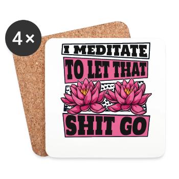 Ich meditiere, um diesen Scheiß loszulassen Buddhistisches Symbol - Untersetzer (4er-Set) - Weiß - Vorne