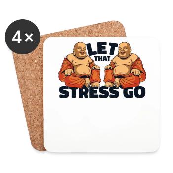 Lass den Stress weg Buddhistische Statue Symbol Priester - Untersetzer (4er-Set) - Weiß - Vorne