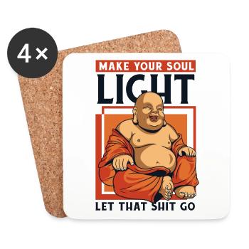 Mach deine Seele Licht Buddhistische Symbolstatue - Untersetzer (4er-Set) - Weiß - Vorne