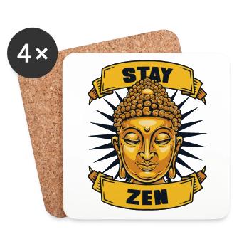 Stay Zen Buddhist Statue Symbol Priester Buddhismus - Untersetzer (4er-Set) - Weiß - Vorne