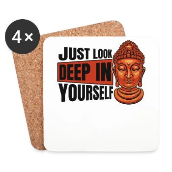 Il suffit de regarder au plus profond de vous-même Symbole de la statue bouddhiste - Dessous de verre (lot de 4) - blanc - Devant