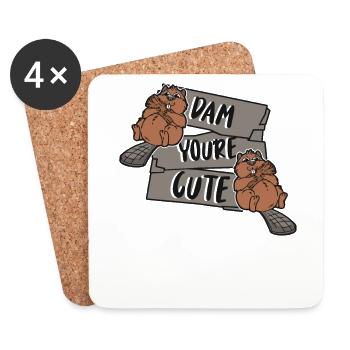 Dam You're Cute Castor Canadensis Nordamerika - Untersetzer (4er-Set) - Weiß - Vorne