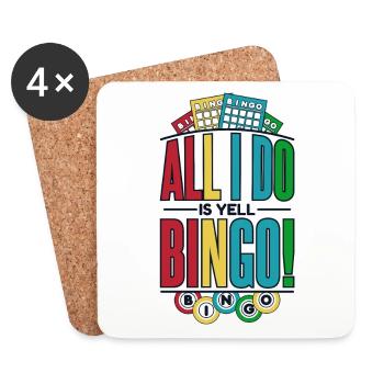 All I Do Is Yell Bingo Professional Caller - Coasters (set of 4) - white - Front