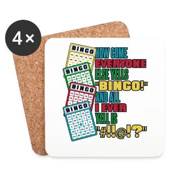 Wie kommt es, dass alle anderen Bingo Daubers Anrufer schreien? - Untersetzer (4er-Set) - Weiß - Vorne