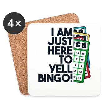 Juste ici pour crier Bingo Appel professionnel - Dessous de verre (lot de 4) - blanc - Devant