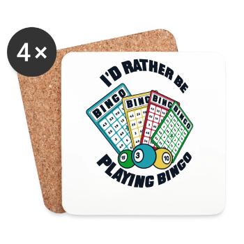 Je préfère jouer au bingo Professional Caller - Dessous de verre (lot de 4) - blanc - Devant