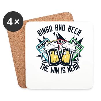 Bingo Et Bière Le Gain Est Près De Daubers - Dessous de verre (lot de 4) - blanc - Devant
