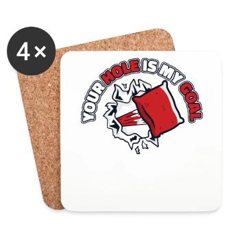 Votre trou est mon objectif Jeu Planches Pouf Cornhole - Dessous de verre (lot de 4) - blanc - Devant