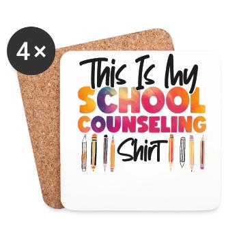 School Counselor Watercolor This - Coasters (set of 4) - white - Front