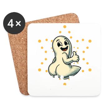 Costume d’Halloween Devinez ce que les fantômes butt - Dessous de verre (lot de 4) - blanc - Devant