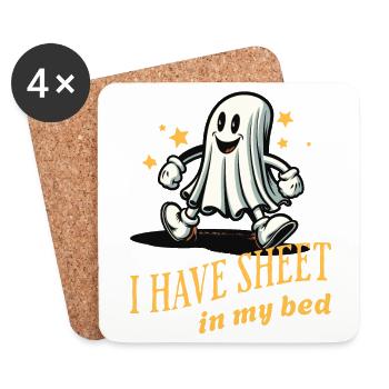 Drôle de fantôme disant costume d’Halloween - Dessous de verre (lot de 4) - blanc - Devant