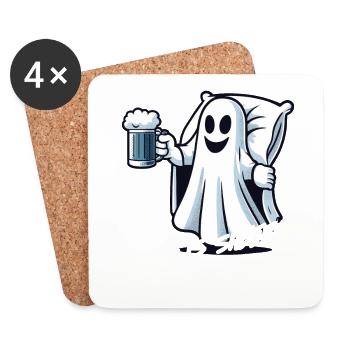 Drôle de fantôme disant costume d’Halloween - Dessous de verre (lot de 4) - blanc - Devant