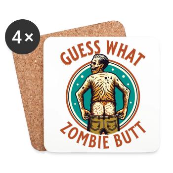 Rate Was? Zombie Hintern! Lustiger Spruch - Untersetzer (4er-Set) - Weiß - Vorne